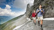 Hiking at the foot of the Eiger North Face: The Eiger Trail